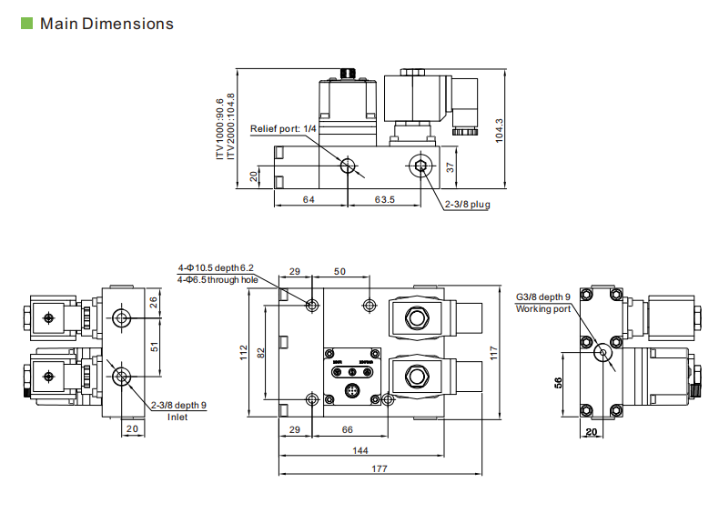 ITV regulator dimensions ขนาดตัวควบคุม ITV