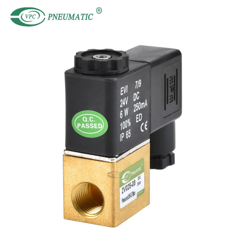 2v 02508 Series โซลินอยด์วาล์วลมทองเหลืองปิดปกติ