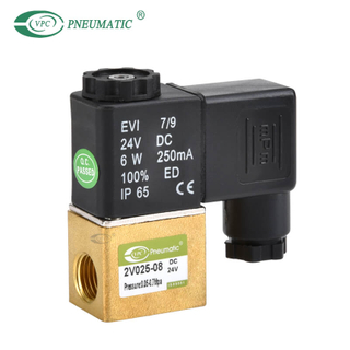 2v 02508 Series โซลินอยด์วาล์วลมทองเหลืองปิดปกติ