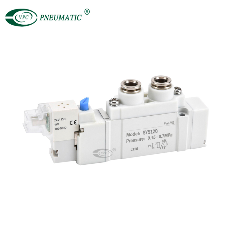 SY5000 ซีรีส์ 5 พอร์ตโซลินอยด์วาล์วเดี่ยวชนิด Cannula ในตัว