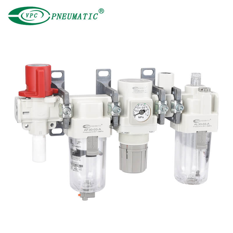 AC20-D ถึง AC60-D Series FRL หน่วยพร้อมวาล์วระบายความดัน 3 พอร์ตวาล์ว