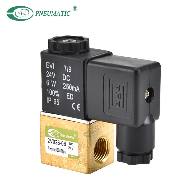 2v 02508 Series โซลินอยด์วาล์วลมทองเหลืองปิดปกติ