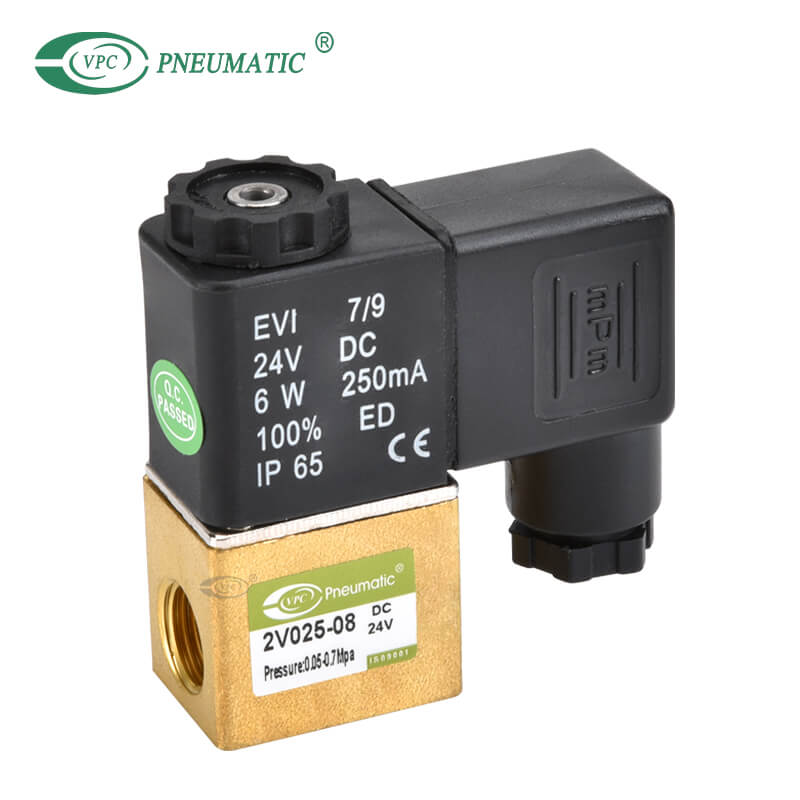 2v 02508 Series โซลินอยด์วาล์วลมทองเหลืองปิดปกติ