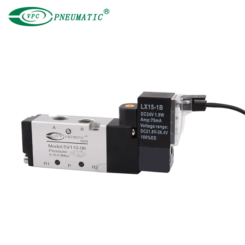 5v100 series 2 ตำแหน่ง 5 พอร์ตเดี่ยวควบคุมโซลินอยด์วาล์ว